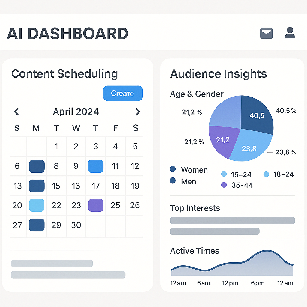 AI dashboard for content scheduling and audience insights