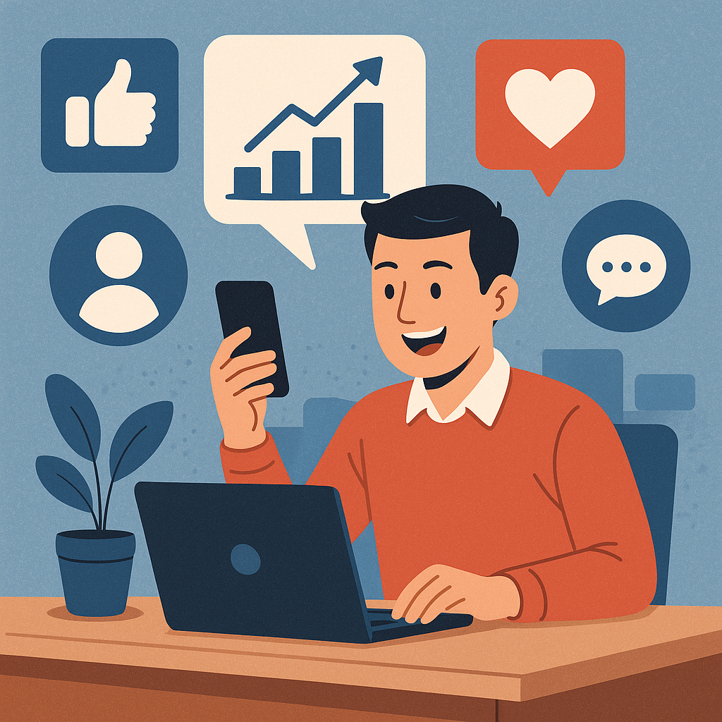 Marketer responding to audience on social media
