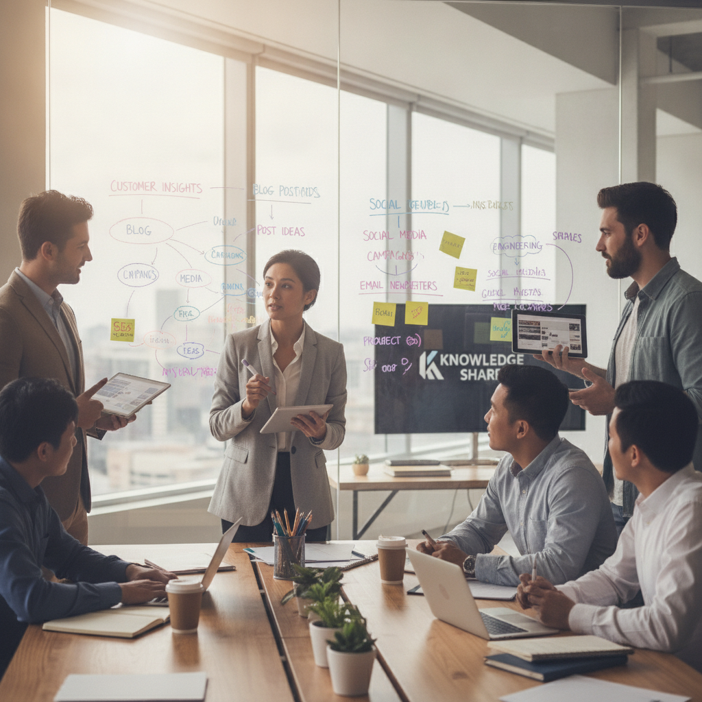 Internal teams collaborating to share content insights