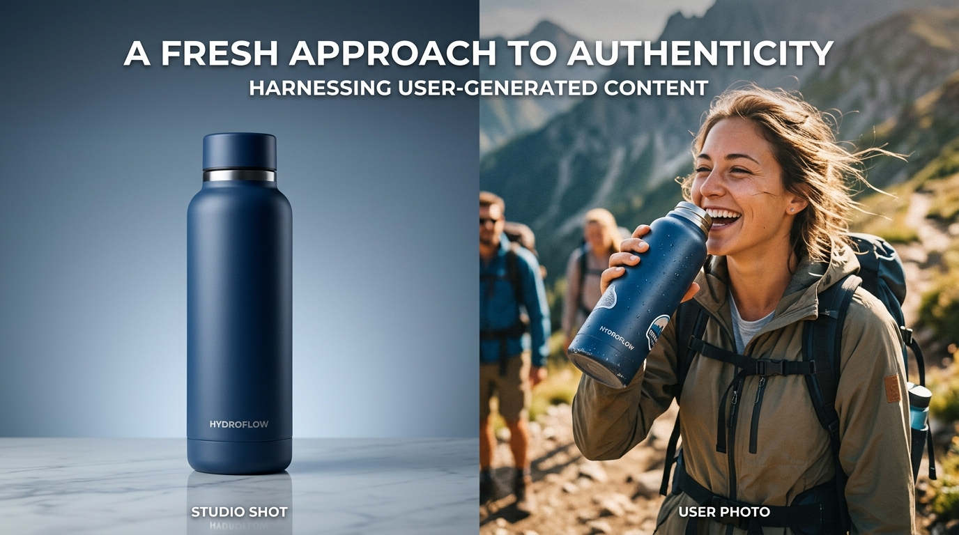 A visual comparison highlighting the difference between polished corporate advertising and authentic user-generated content.