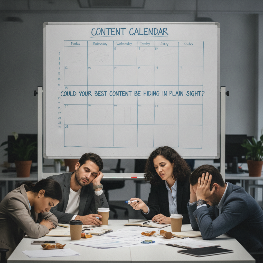 Stressed marketing team struggling with content creation