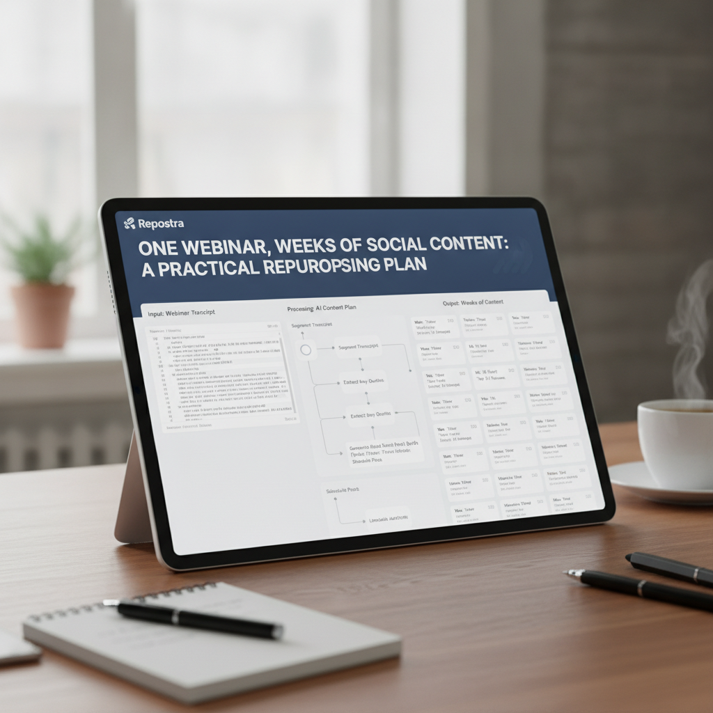 Repostra application dashboard automating video content into social posts