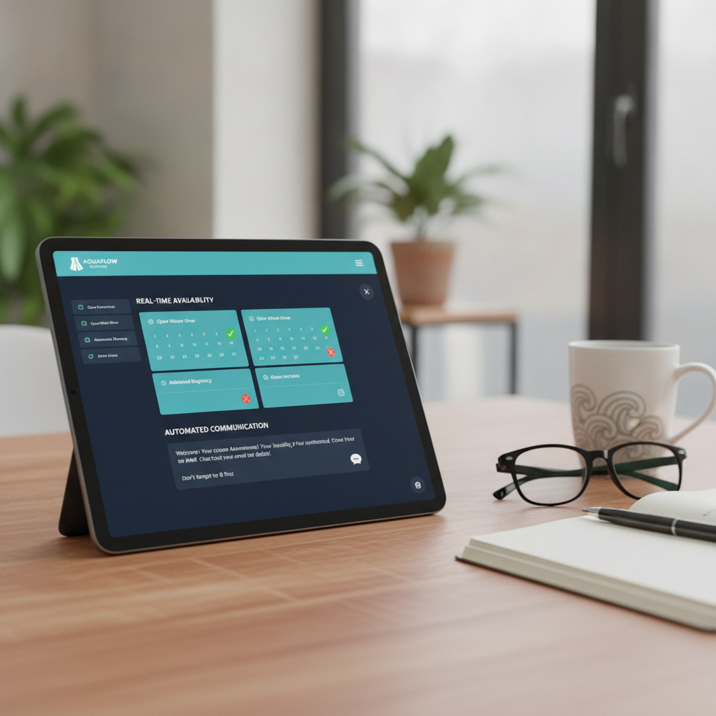 Digital dive booking software interface showing calendar and student management tools