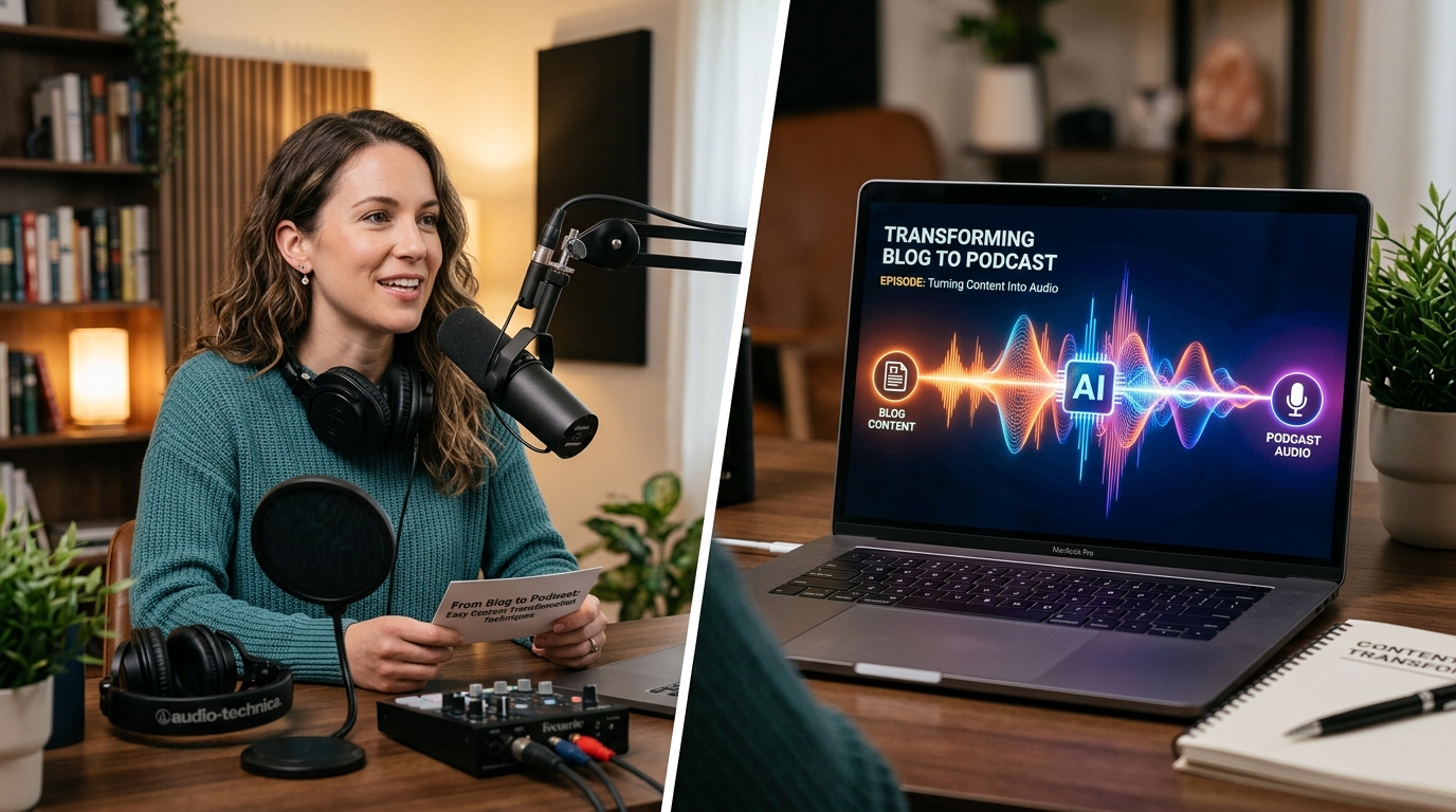 Comparison between human podcast recording and AI audio generation