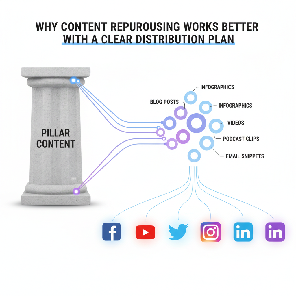 Pillar to atomize to distribute content marketing framework
