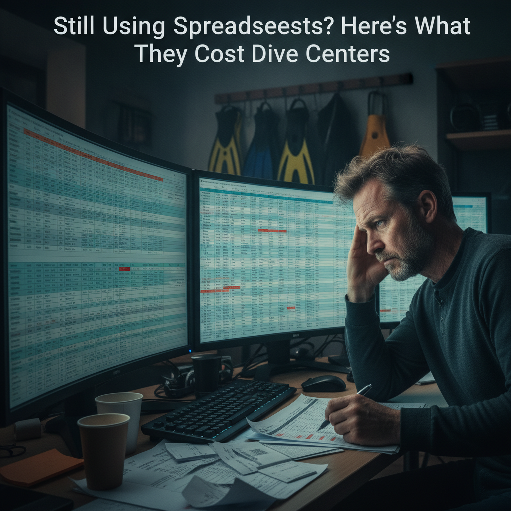Frustrated manager viewing disorganized spreadsheets