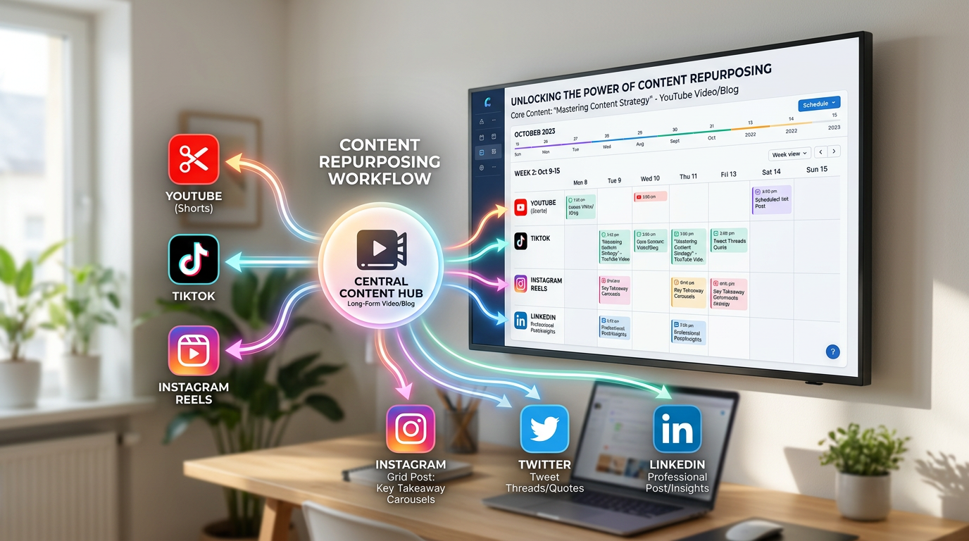 Digital content distribution calendar and workflow diagram