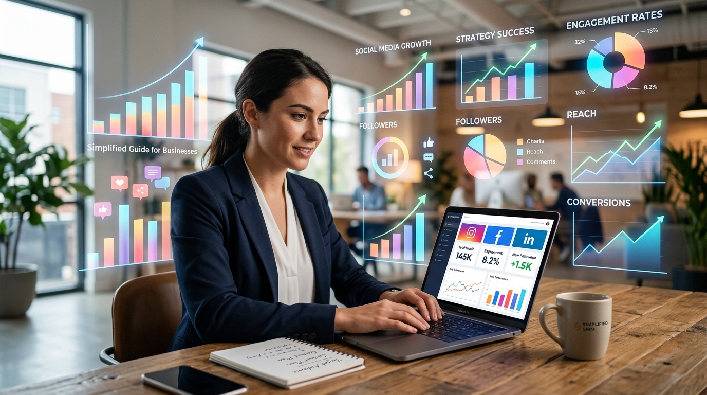Professional managing social media marketing efficiently