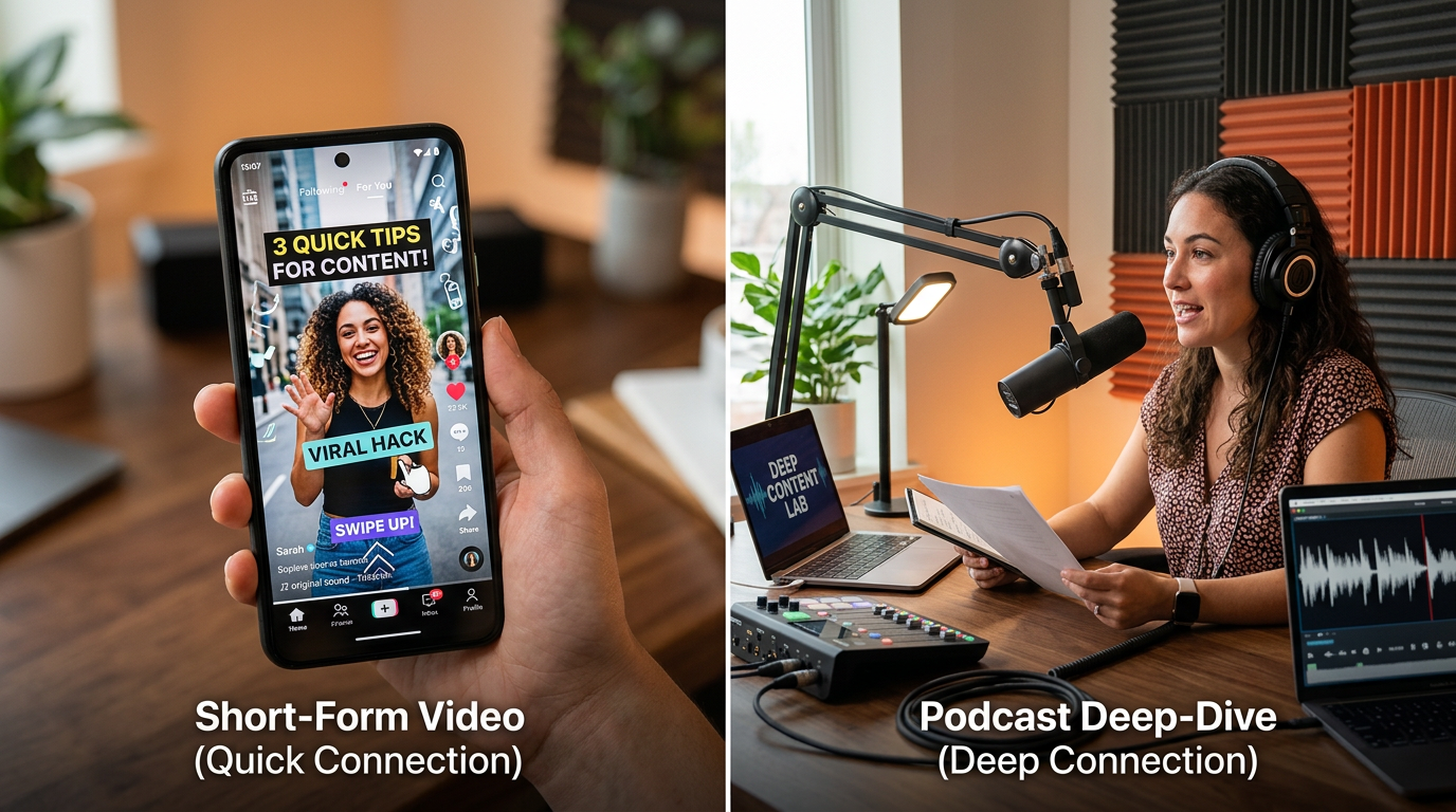 Short video and podcast microphone setup
