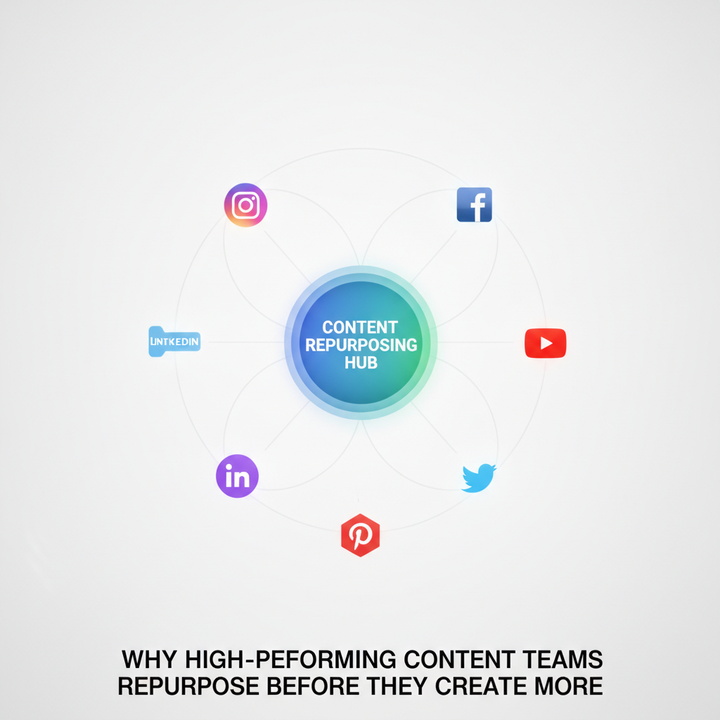 Diagram showing the hub and spoke content model branching into multiple social channels