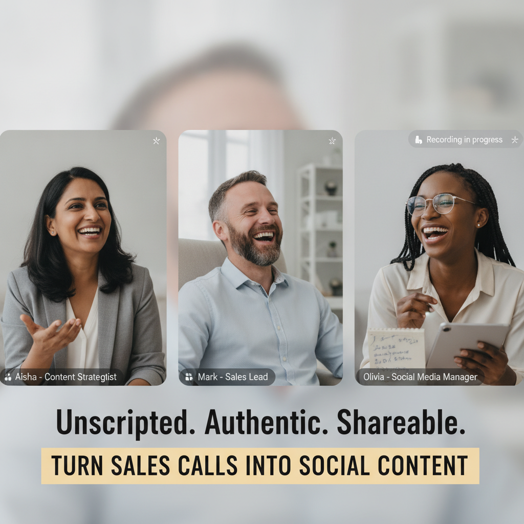 Two business professionals smiling on a video call, representing authentic sales conversations.