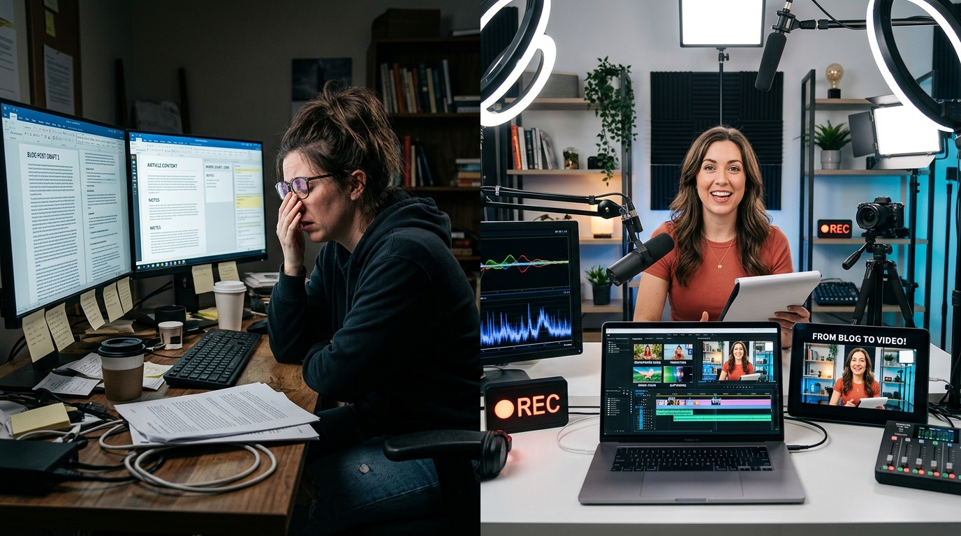 Content creator transforming blog posts into videos