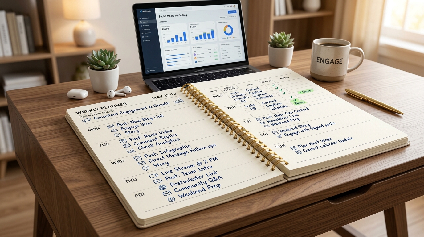 Weekly schedule planner for social media management
