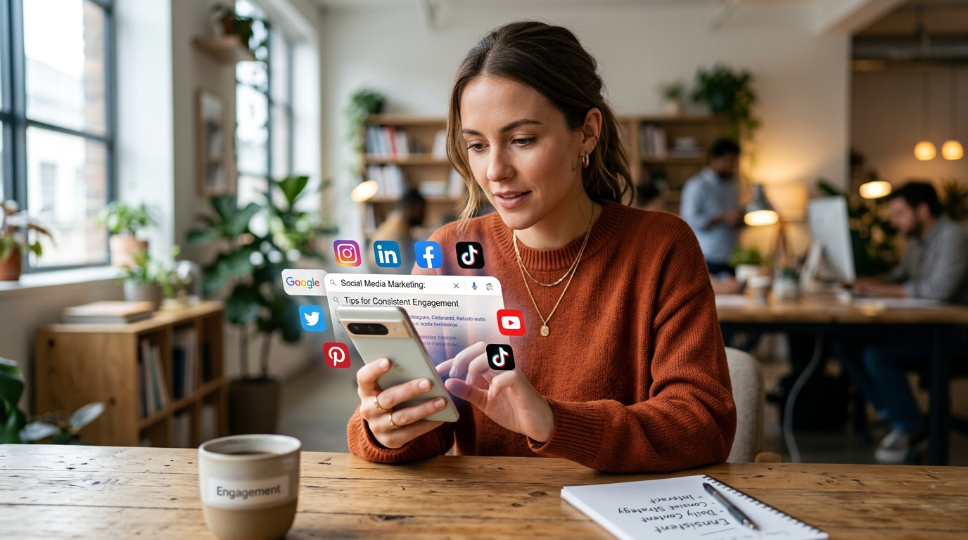User searching for information on social media apps