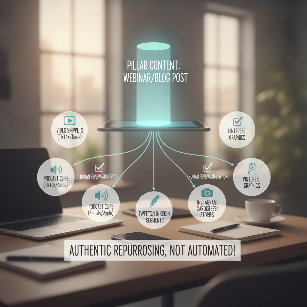 Content repurposing workflow with human in the loop