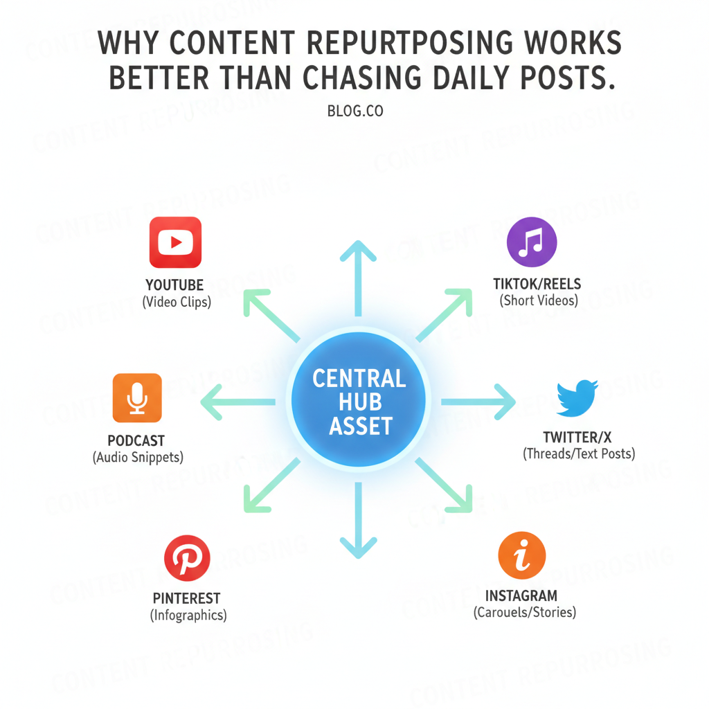 Hub and spoke model of content repurposing