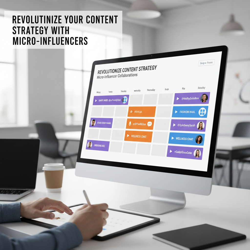 Social media content calendar displaying various micro-influencer content formats