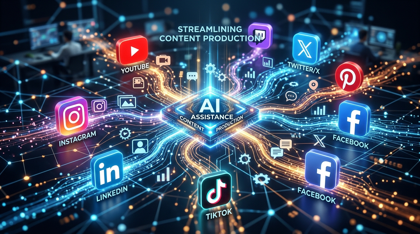 AI distributing content seamlessly across social media platforms