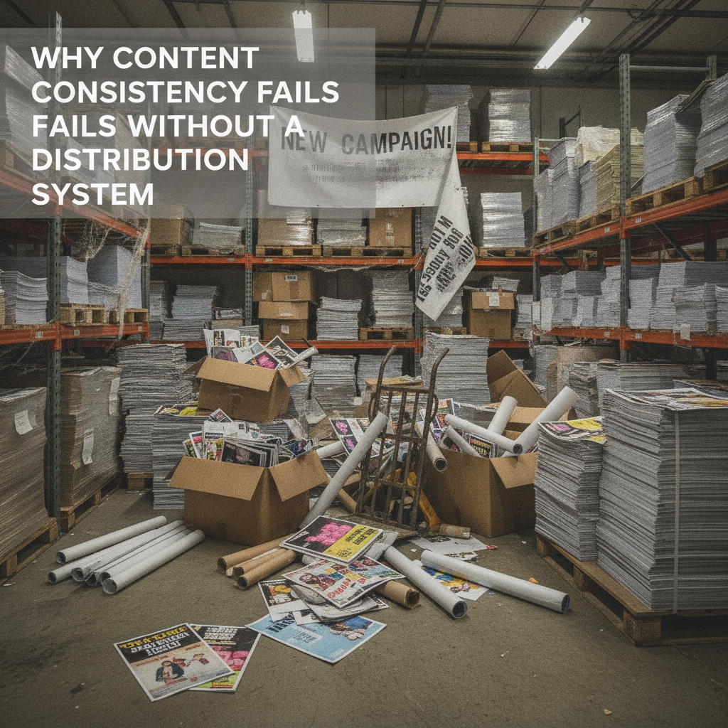 A messy storage room representing undistributed content assets