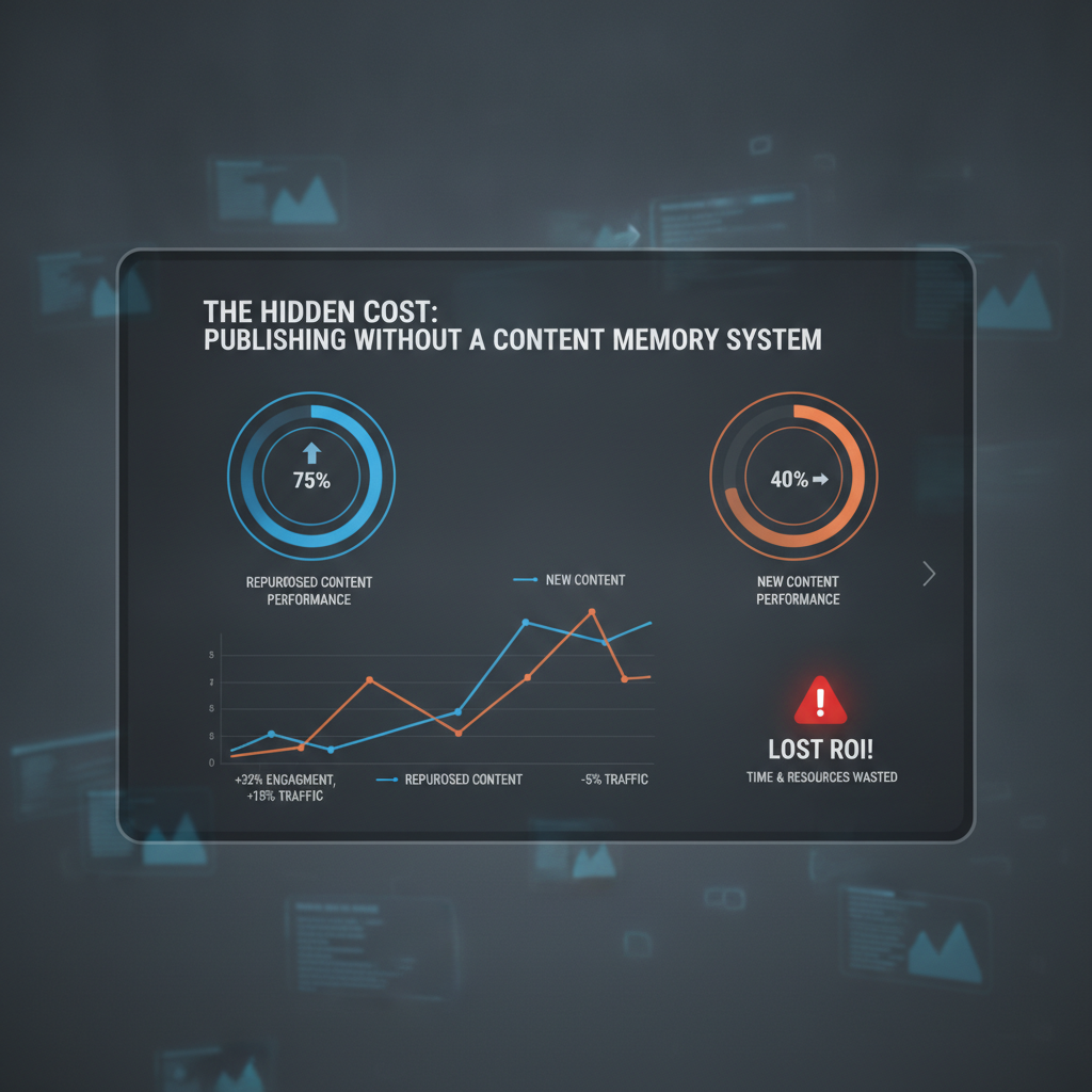 Content memory system dashboard showing compounding asset value