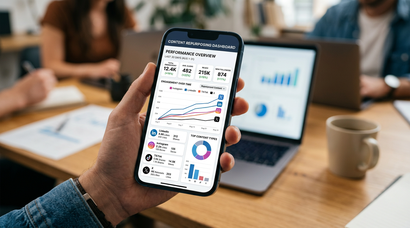 Social media management dashboard on a mobile device