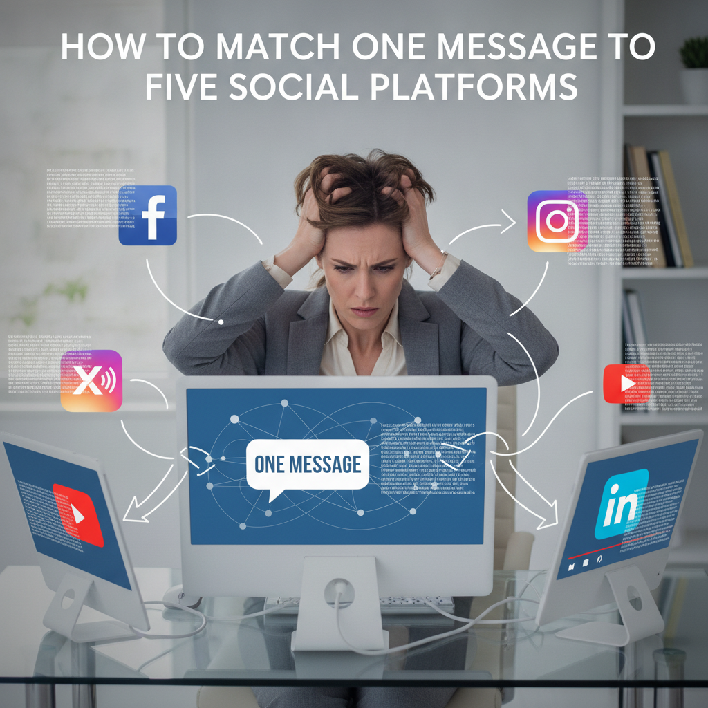 A person overwhelmed by managing multiple social media formats