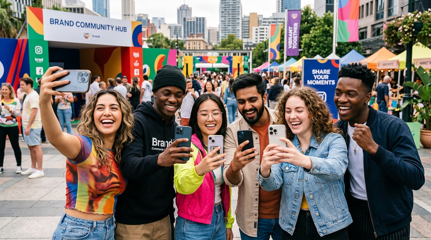 Diverse customers creating authentic content with their phones
