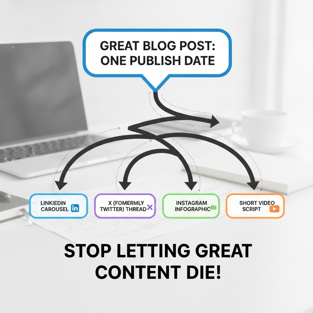 Content repurposing step-by-step flowchart