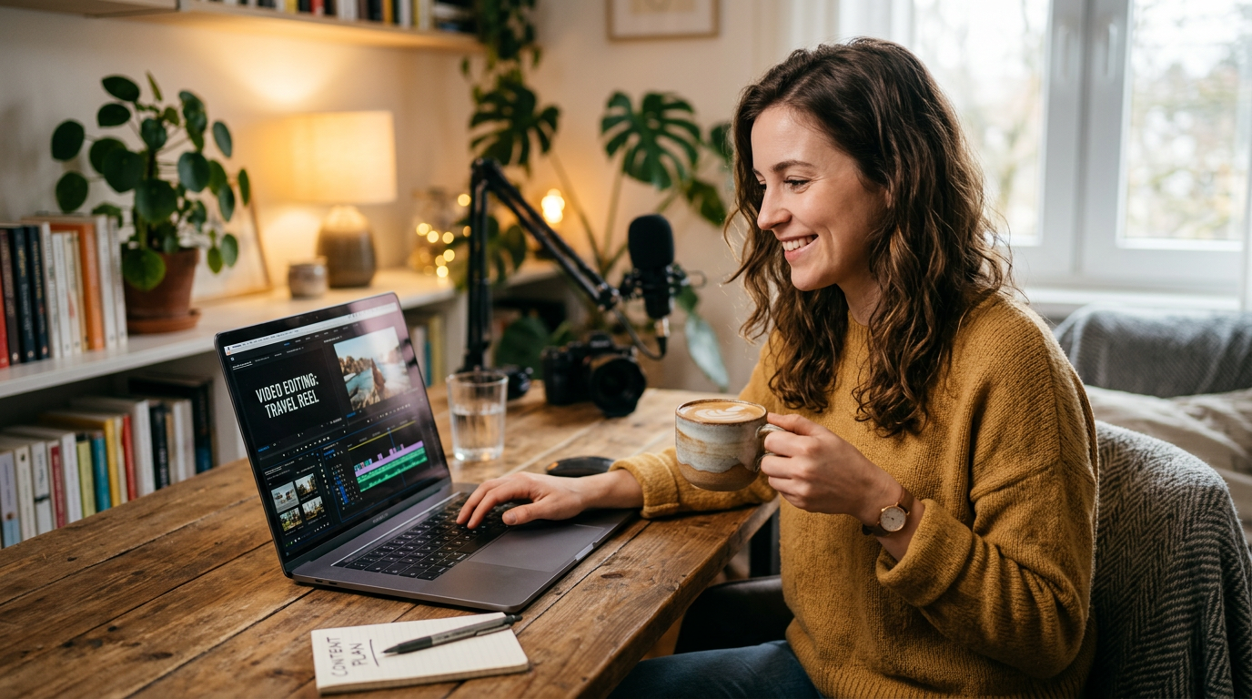 Creator editing content with a focus on human authenticity
