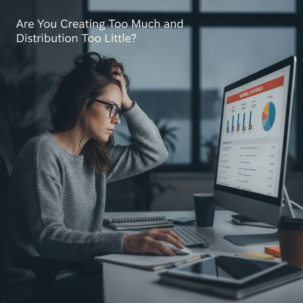 Marketing professional viewing low engagement analytics on a computer screen