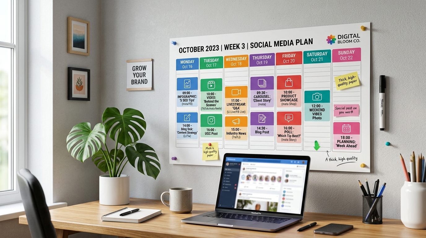Structured social media content calendar planning