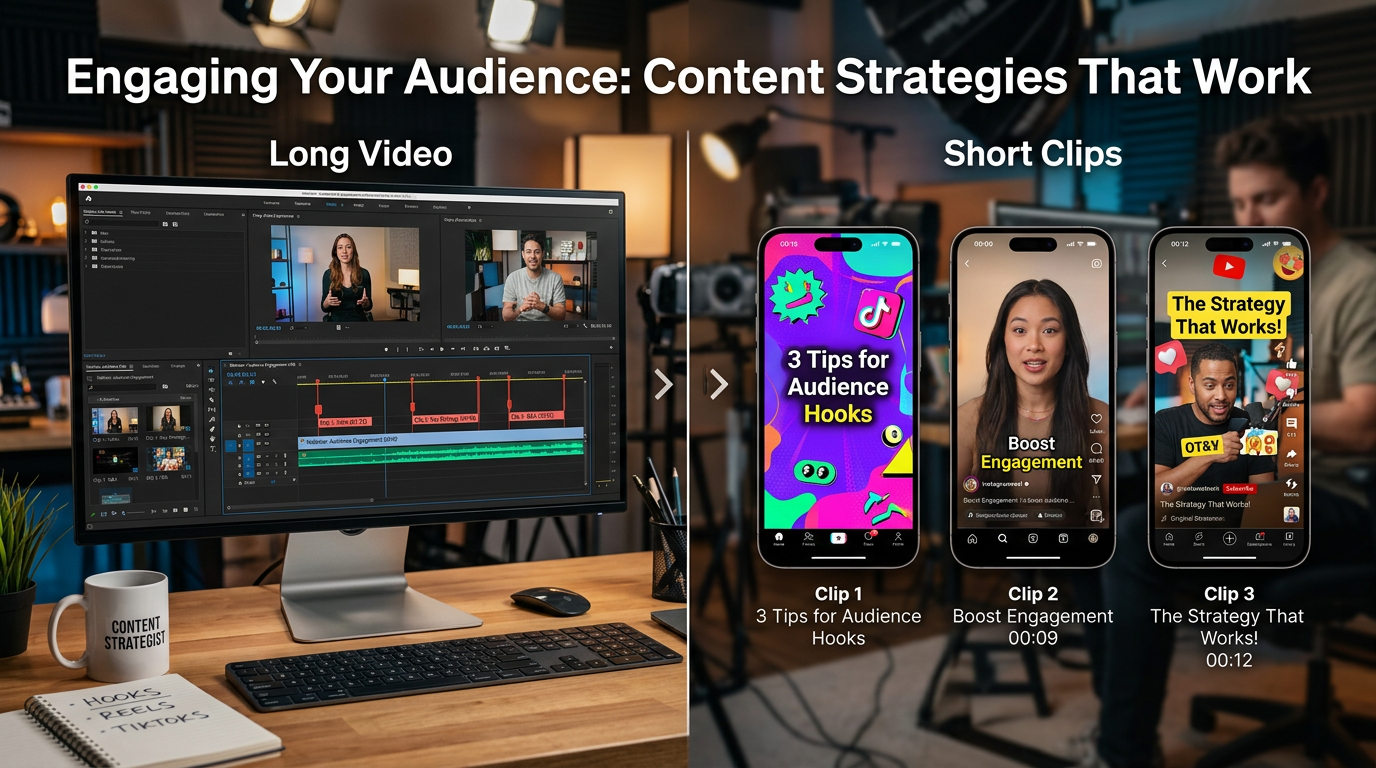 Visual representation of repurposing digital content into multiple formats