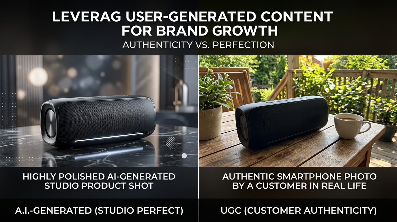Comparison between polished brand photography and authentic user generated content
