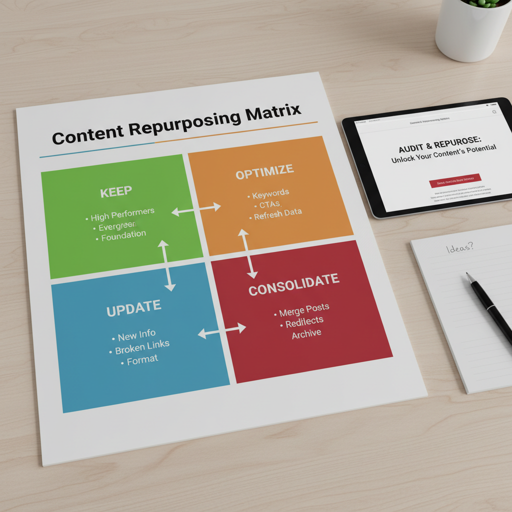 Four-tier content audit framework diagram